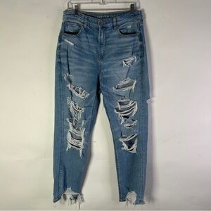 American Eagle Outfitters Strigid Curvy Ripped Mom Jeans